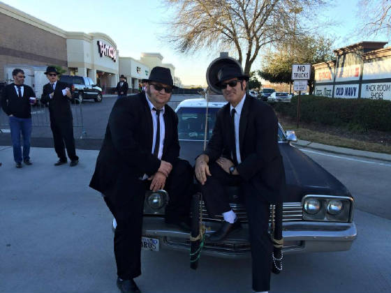 Jake & Elwood w/ car